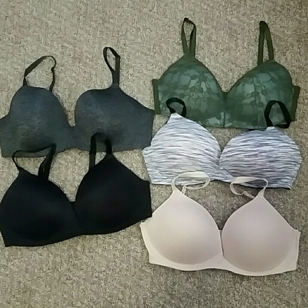 Five 36D VS wireless bras